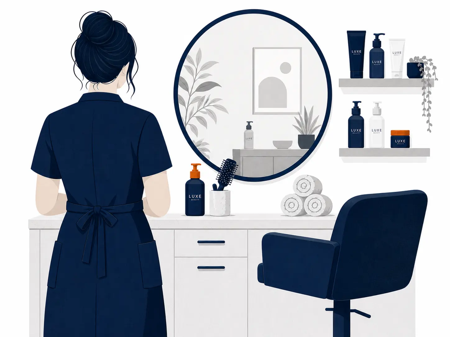 Illustration of a beauty and esthetics professional