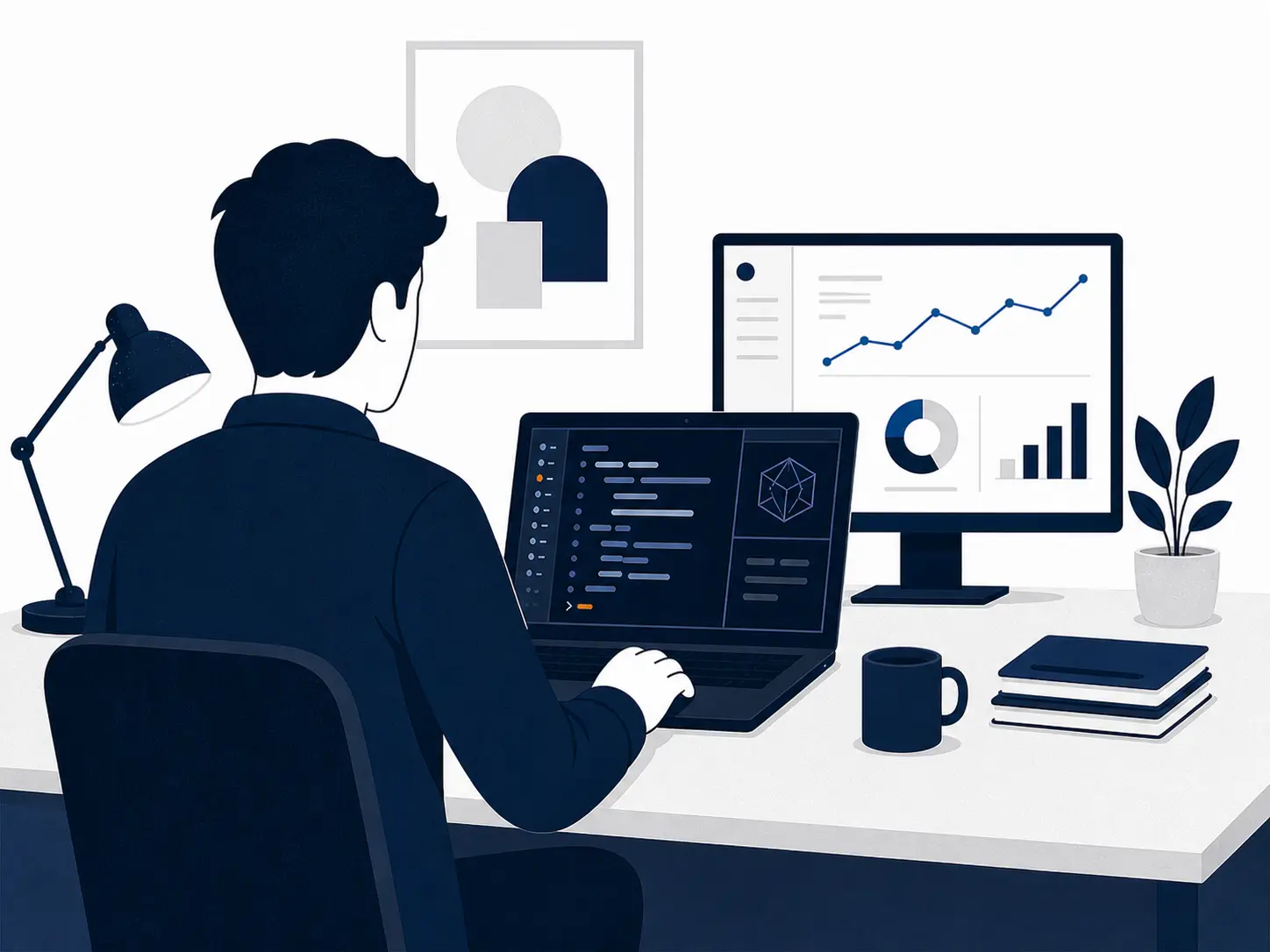 Illustration of an IT and software professional