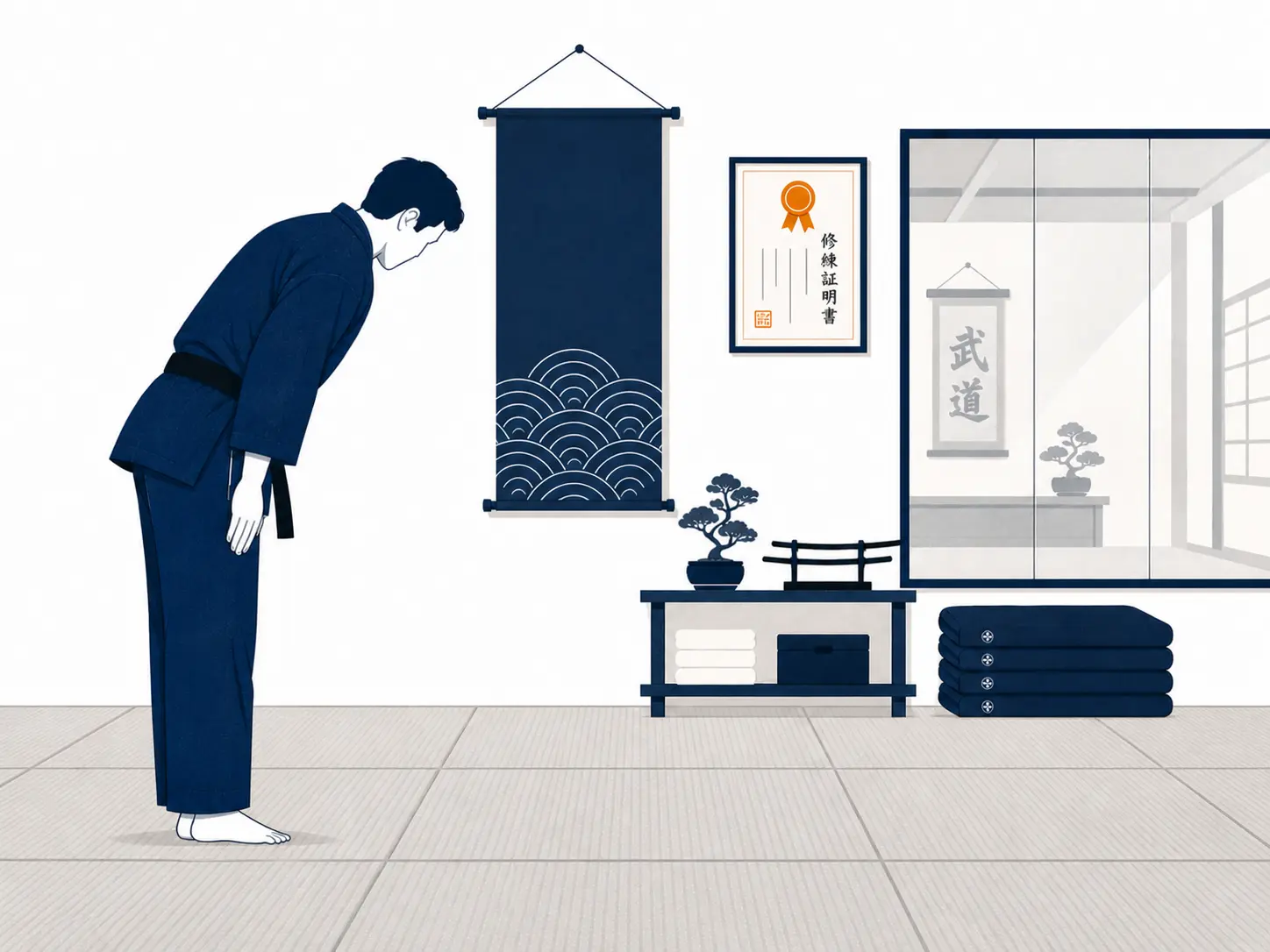 Illustration of a martial arts school
