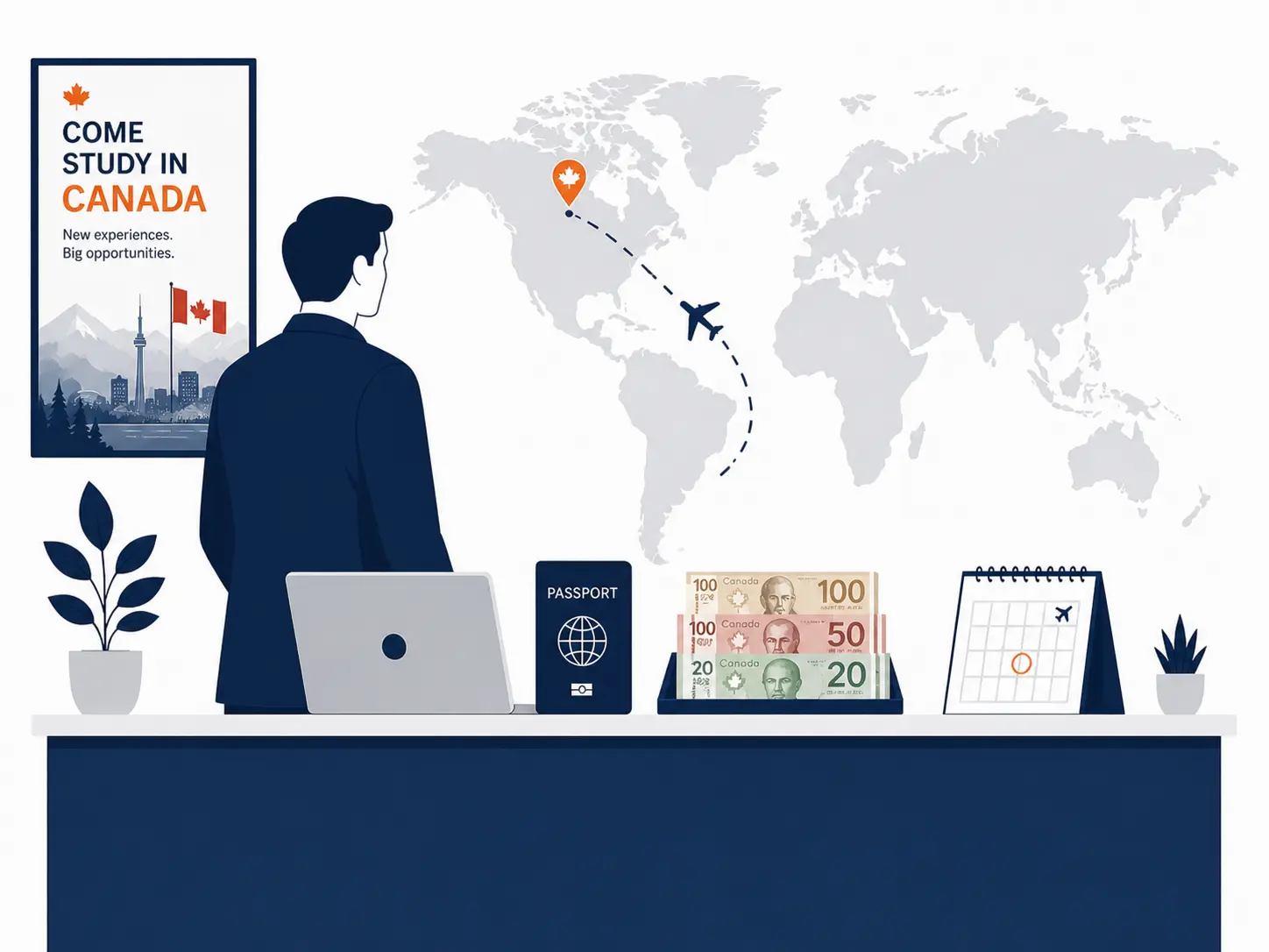 Illustration of a travel agency or education consultancy