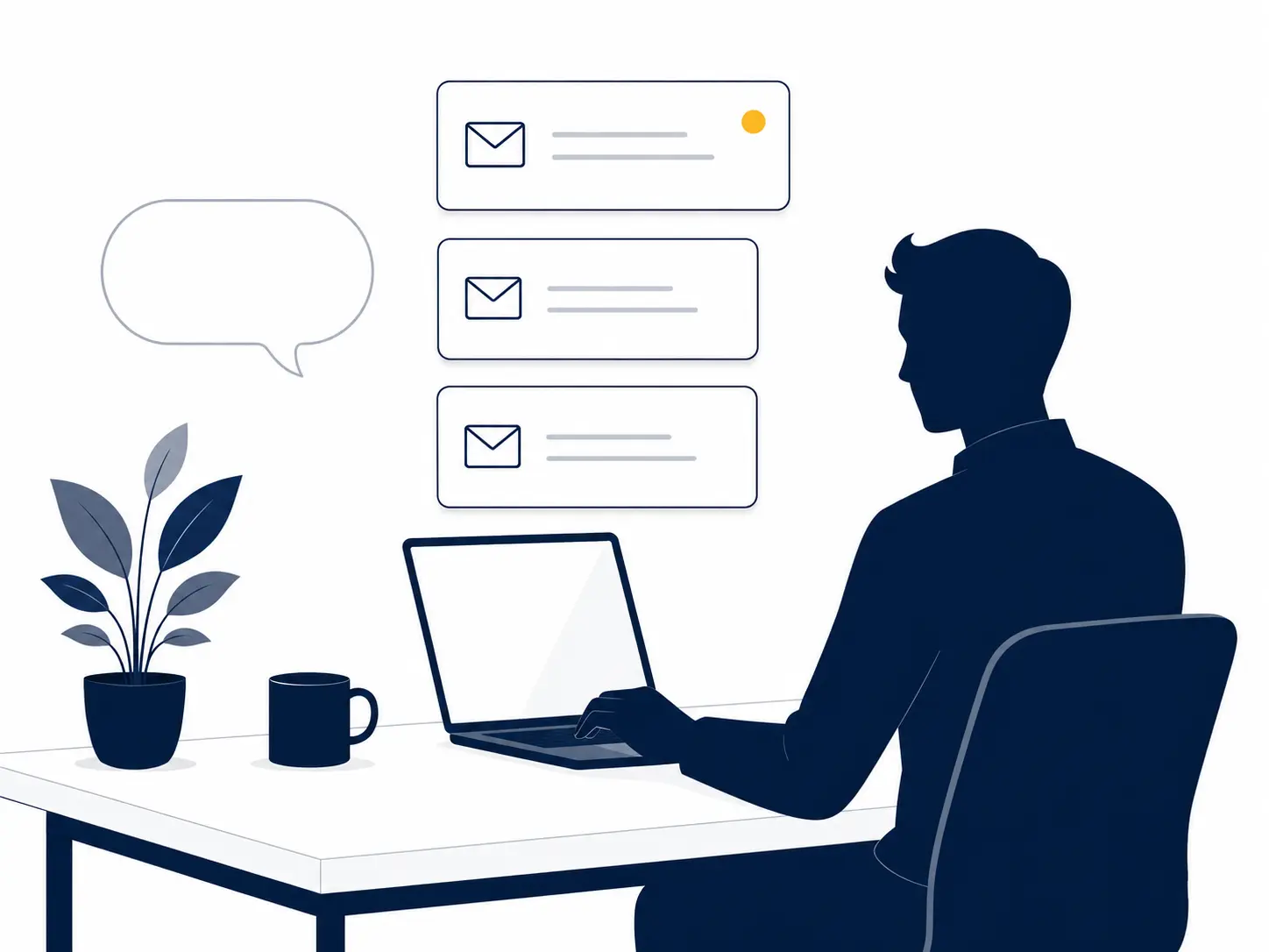 Person at a desk replying to messages
