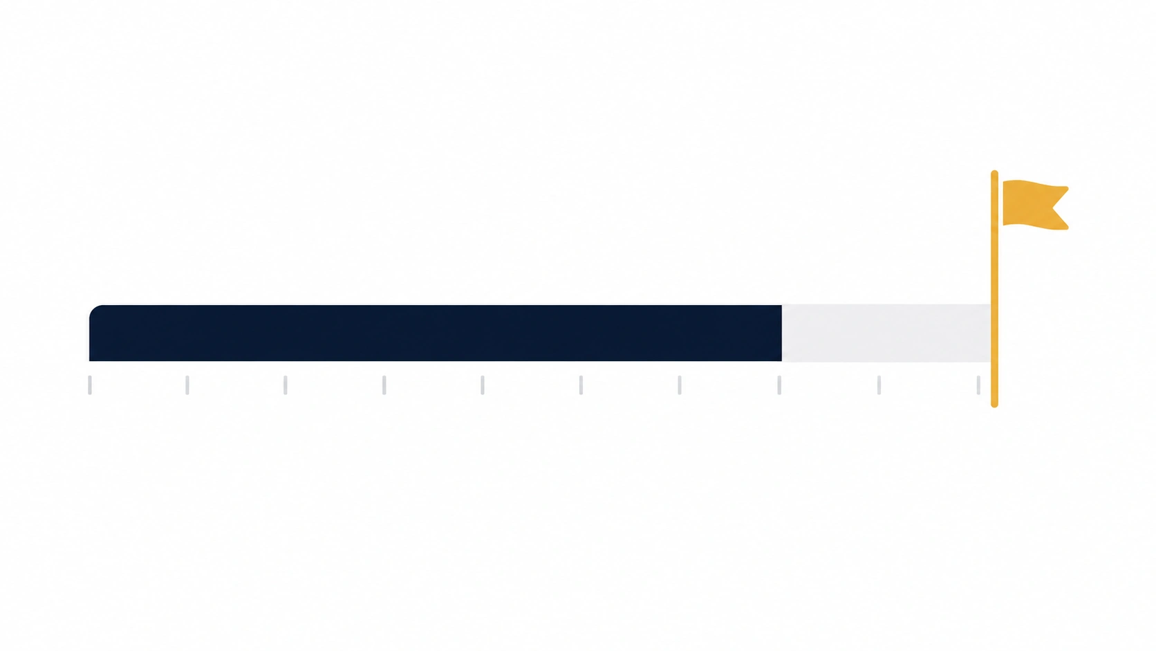 Progress bar filled most of the way to a flag at the end, illustrating revenue advancing toward the $30,000 GST/HST small supplier threshold